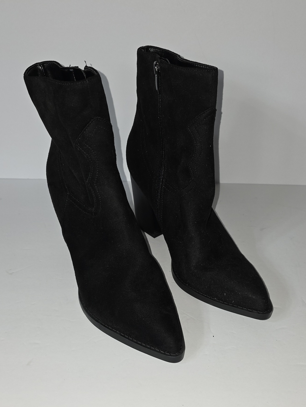 Nwob Nine West Tarren2 Black Suede Pointed Ankle Booties Sz 10